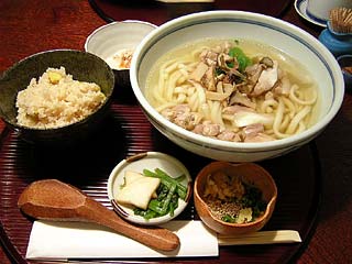 栗ごはん＋鶏南蛮うどん950円