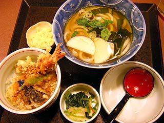 かけうどん360円+ミニ天丼300円