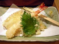 天ぷら（海老、サツマイモ、カボチャ、大葉）