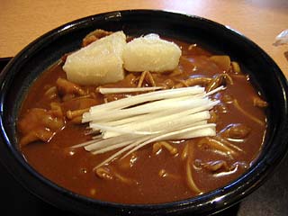 木の子と豚肉のカレー南蛮950円+揚げ餅120円