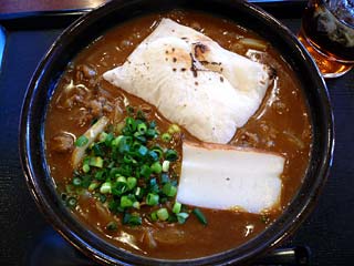 牛カレーうどん1050円+もち小150円