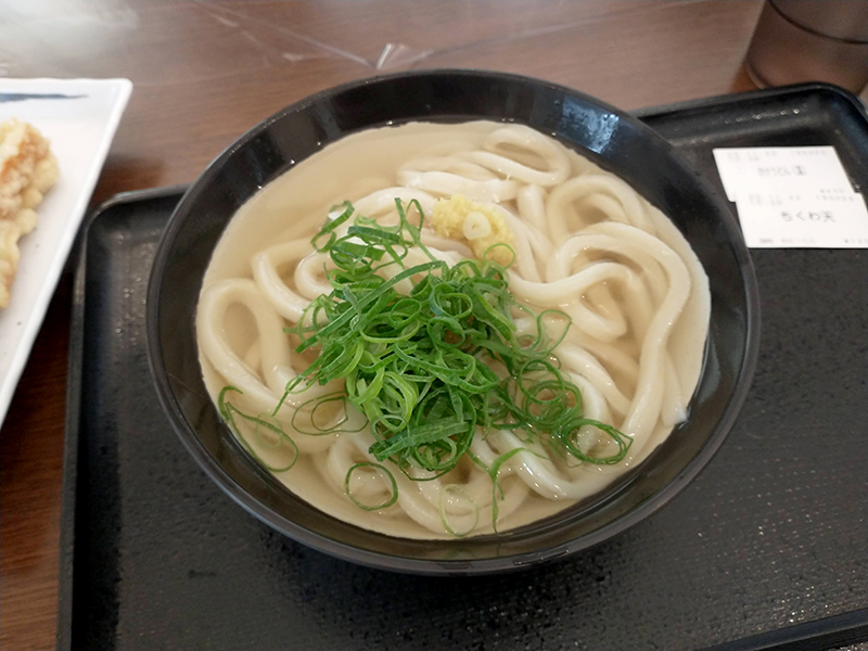 かけうどん温430円+ちくわ天120円